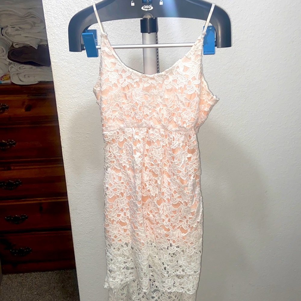 NWOT- White Lace High Low Dress